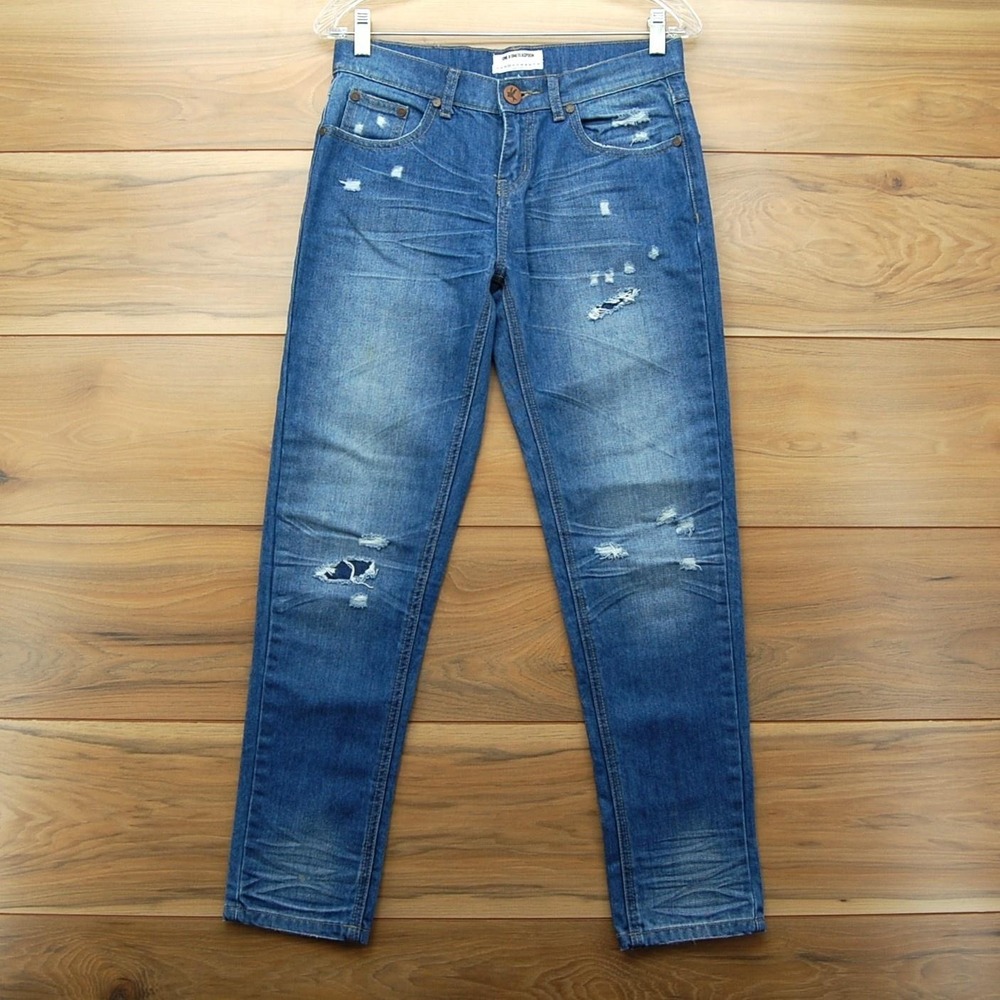 One Teaspoon Awesome Baggies Jeans Womens‎ 25 Blue Distressed Relaxed Fit Denim